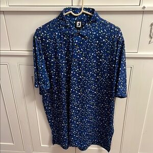 FootJoy Blue Golf Polo Shirt with Modern Print